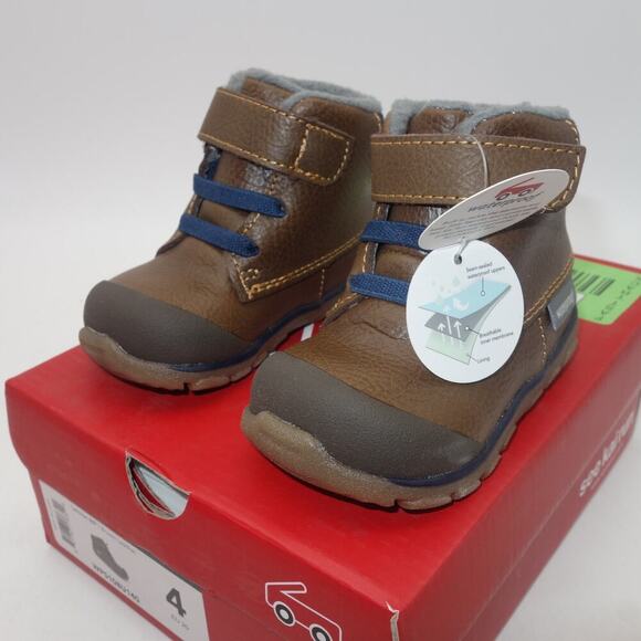 NEW See Kai Run Lennon Leather Waterproof Boots Shoes Kids Toddler Size 4 Brown - Picture 1 of 10